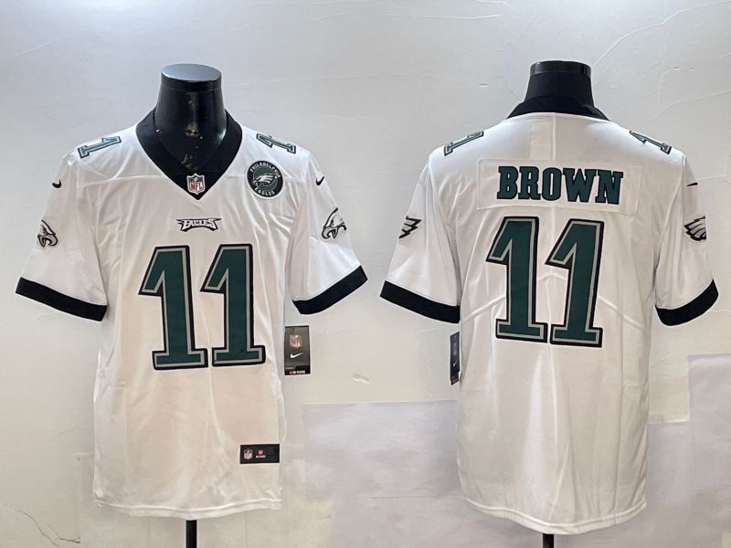 Men Philadelphia Eagles #11 Brown White Second generations 2025 Nike Vapor Limited NFL Jersey style 3->philadelphia eagles->NFL Jersey
